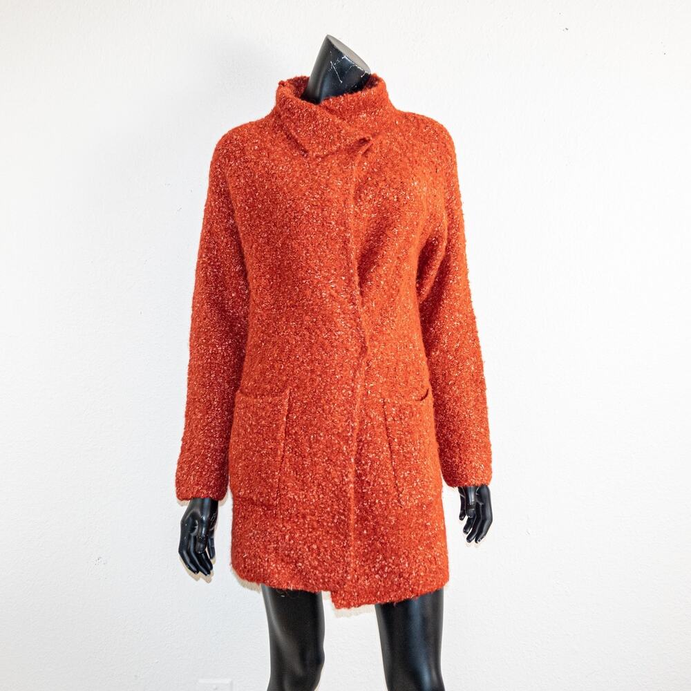 EILEEN FISHER Boucle tweed Coat Alpaca Wool in Burned Orange Medium - Picture 2 of 10